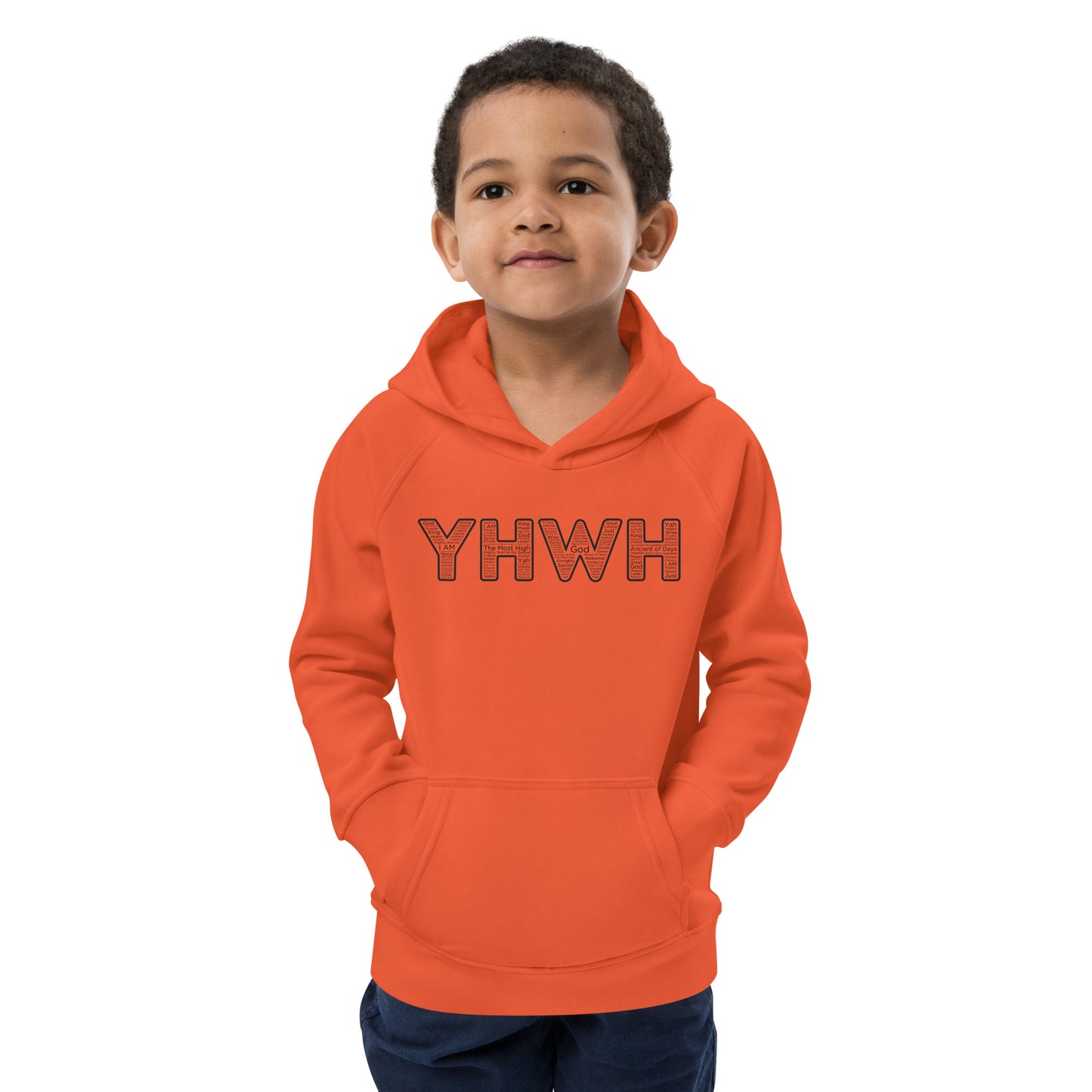 YHWH Names and Titles | Unisex Kids Eco Hoodie | *Organic | Black Print