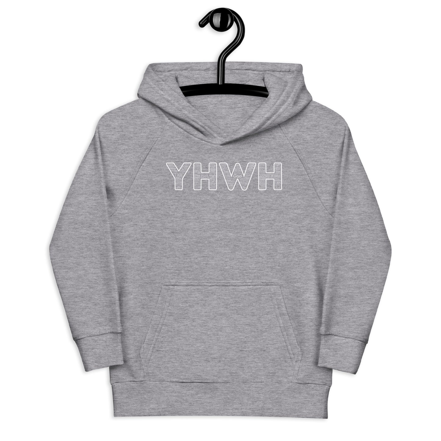 YHWH Names and Titles | Unisex Kids Eco Hoodie | *Organic | White Print