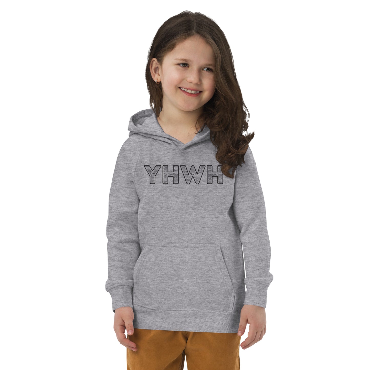 YHWH Names and Titles | Unisex Kids Eco Hoodie | *Organic | Black Print