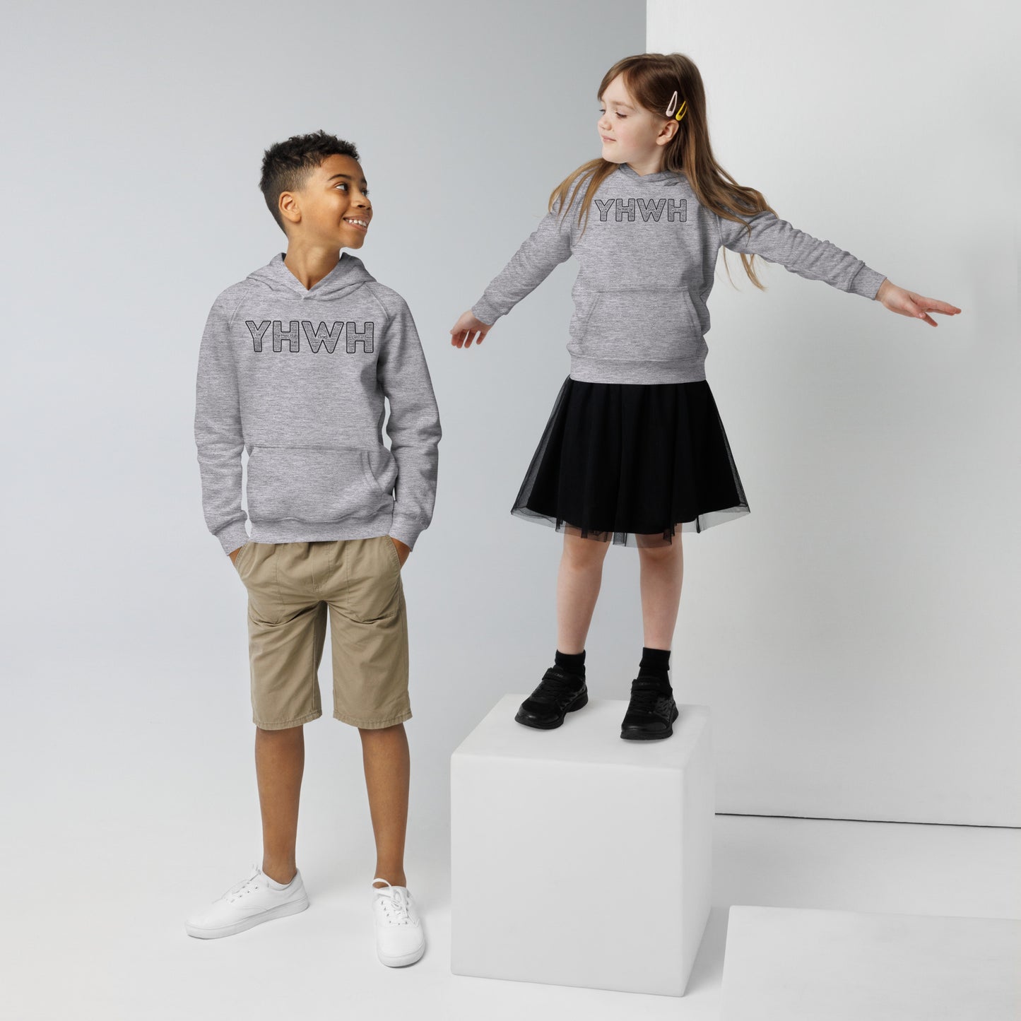 YHWH Names and Titles | Unisex Kids Eco Hoodie | *Organic | Black Print