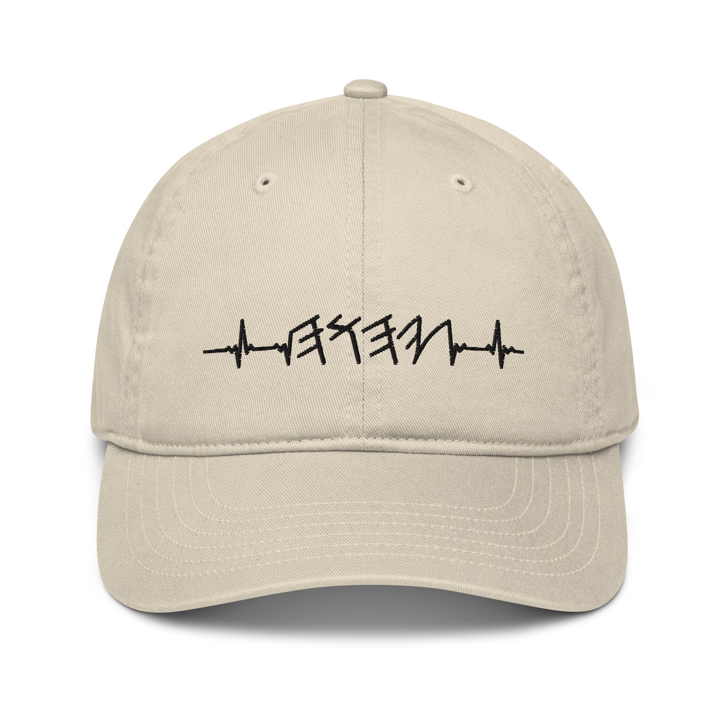 Rhythm of the Heart Embroidered Organic Cotton YHWH Hat | Black Embroidery