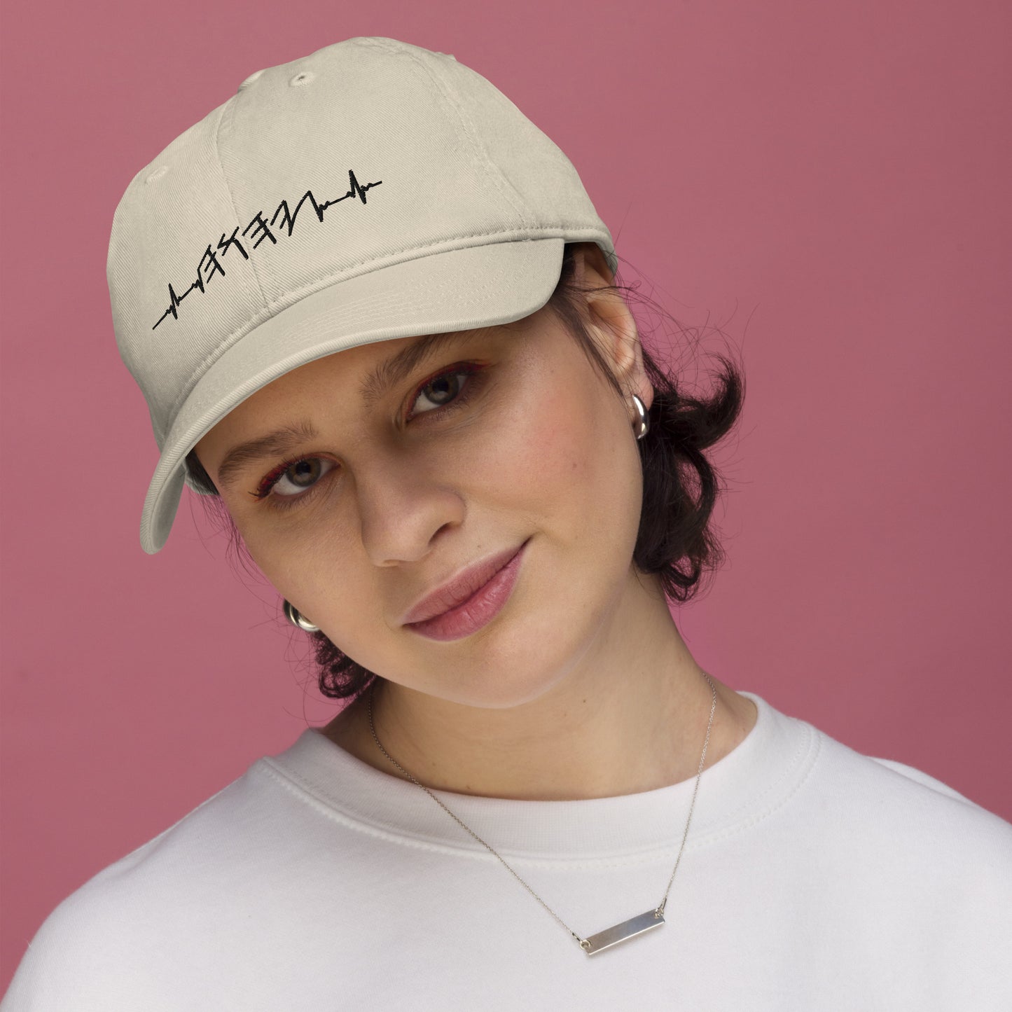 Rhythm of the Heart Embroidered Organic Cotton YHWH Hat | Black Embroidery