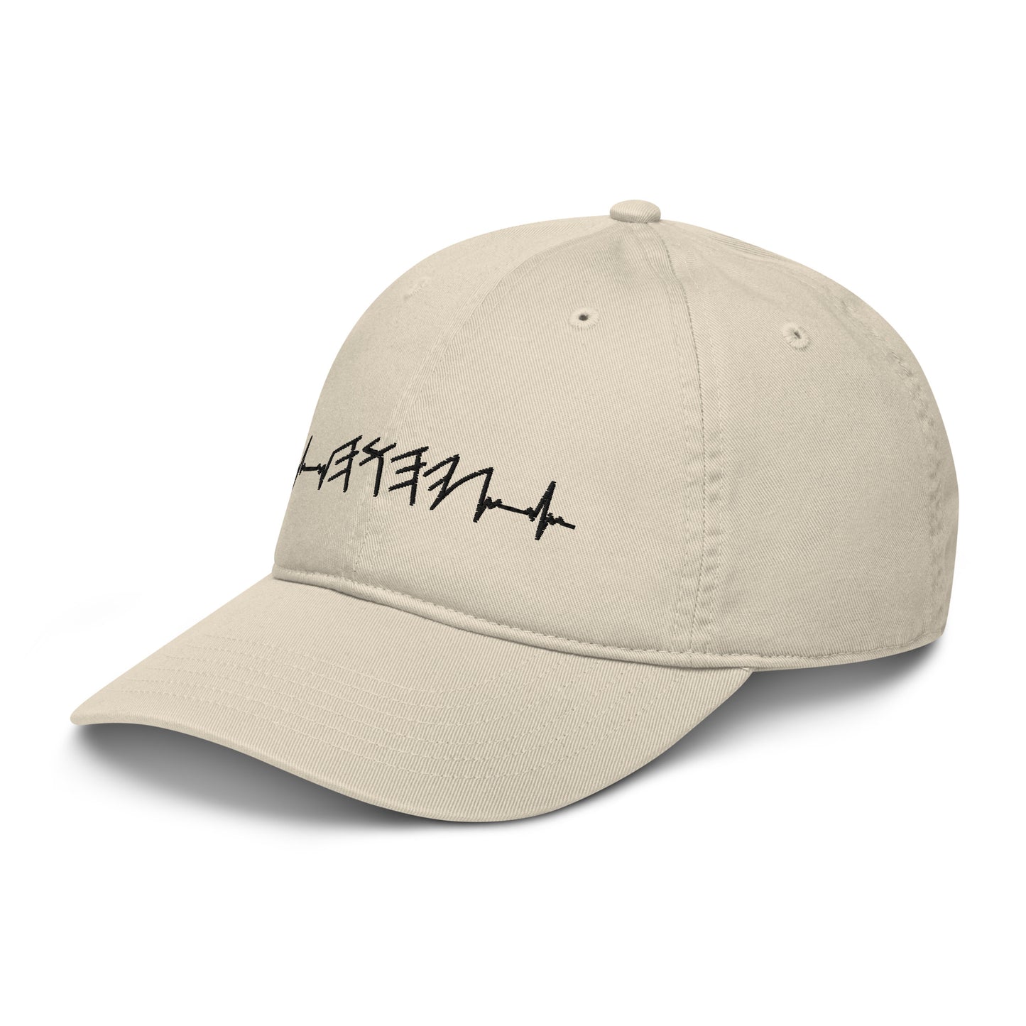 Rhythm of the Heart Embroidered Organic Cotton YHWH Hat | Black Embroidery