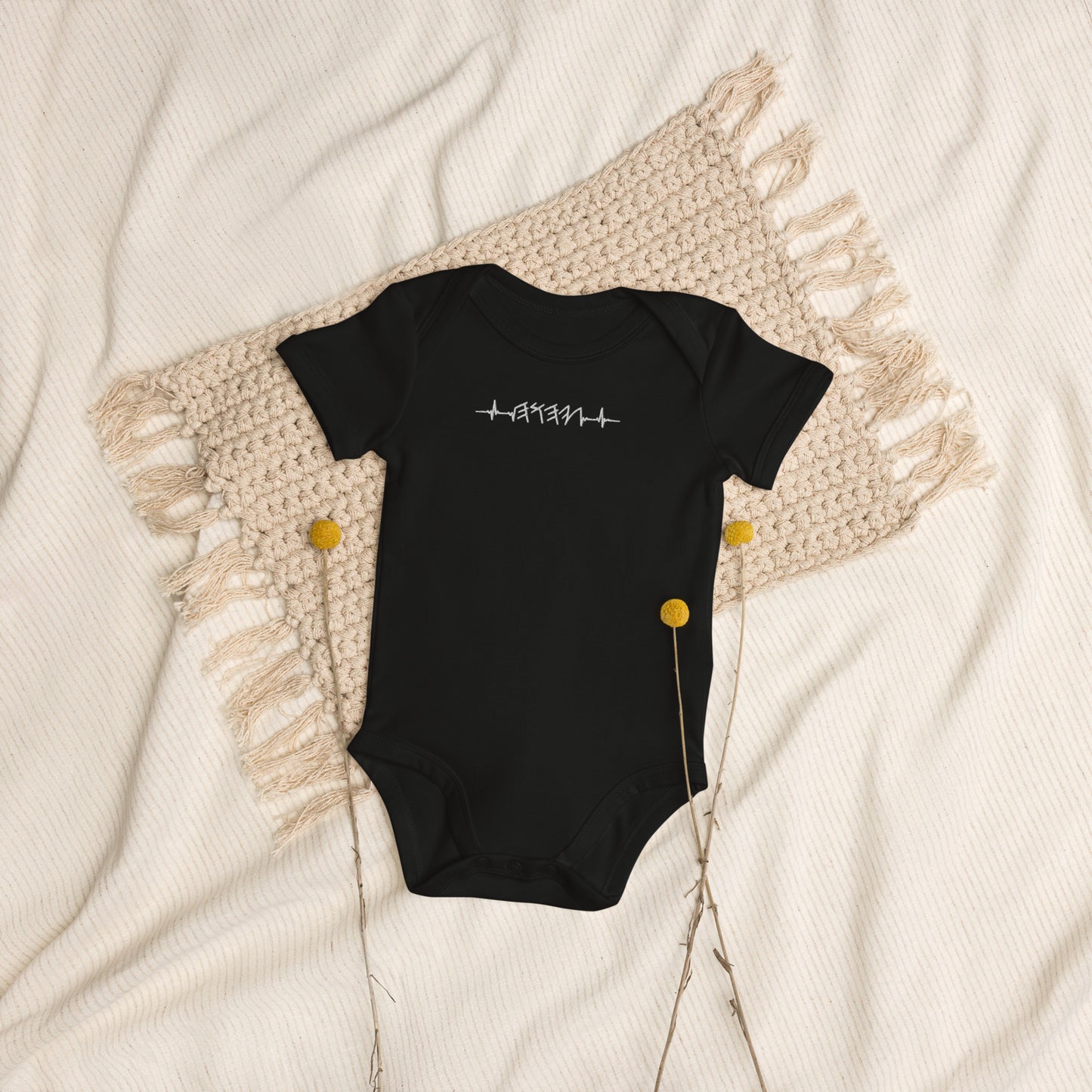 Rhythm of the Heart YHWH | Organic Cotton Onesie | White Embroidery