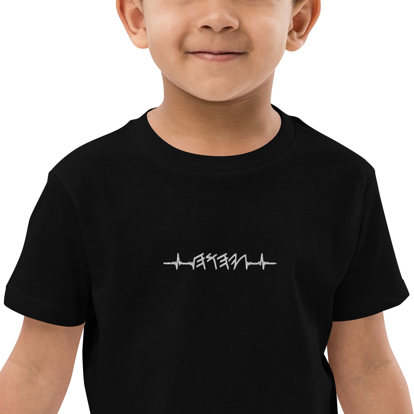 Rhythm of the Heart | Organic Cotton Kids T-Shirt | White Embroidery