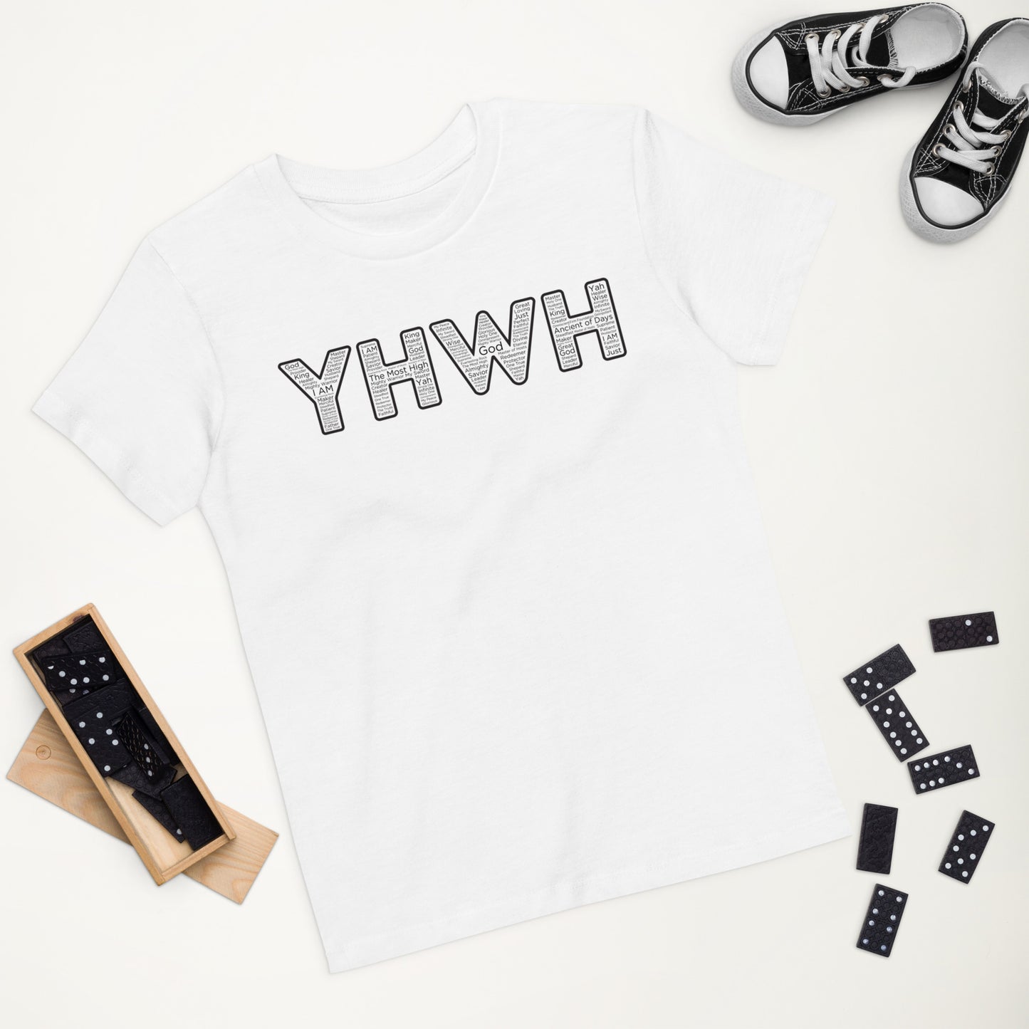 YHWH Names and Titles | Organic Cotton Kids T-Shirt | Black Print