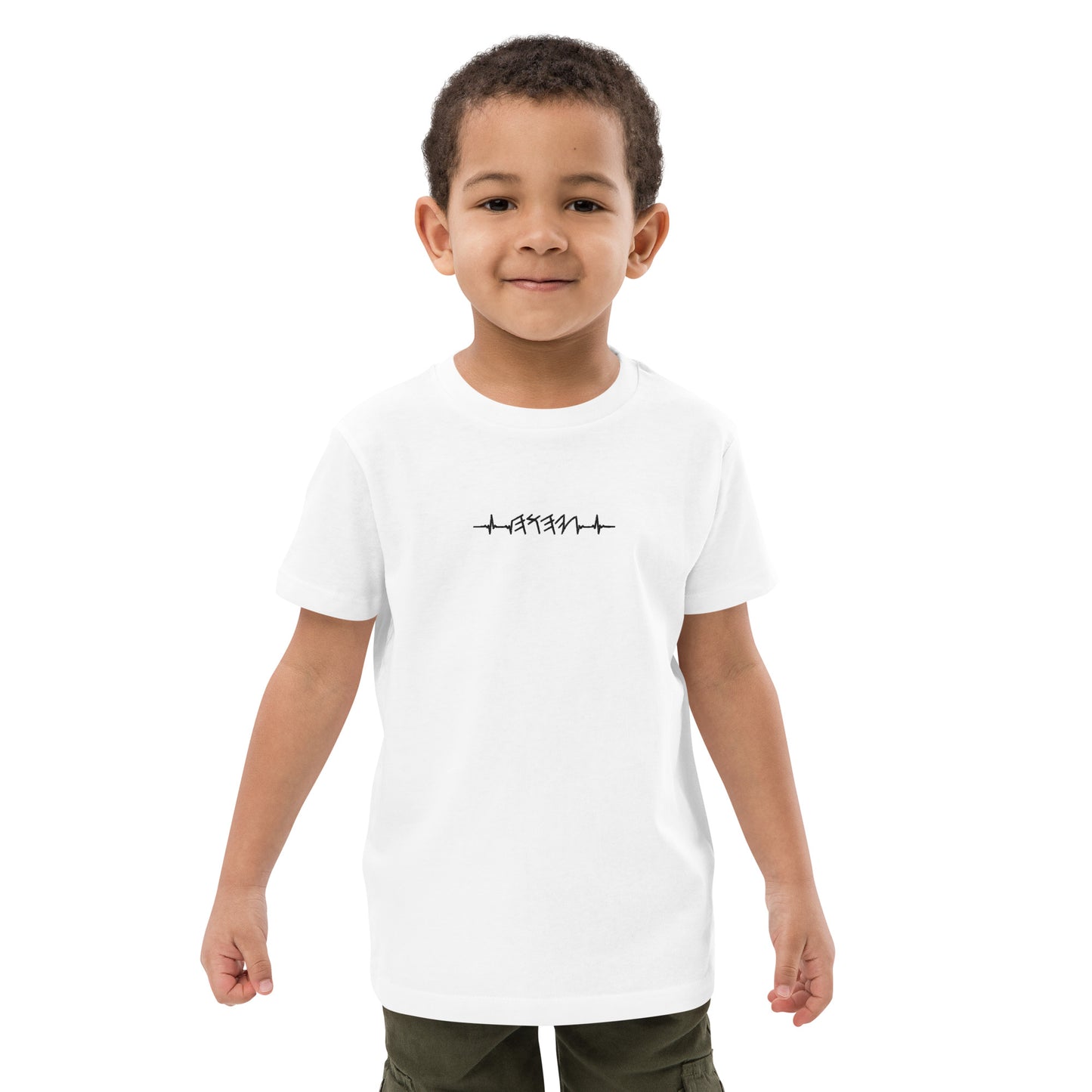 Rhythm of the Heart | Organic Cotton Kids T-Shirt | Black Embroidery