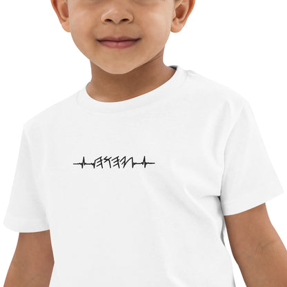 Rhythm of the Heart | Organic Cotton Kids T-Shirt | Black Embroidery