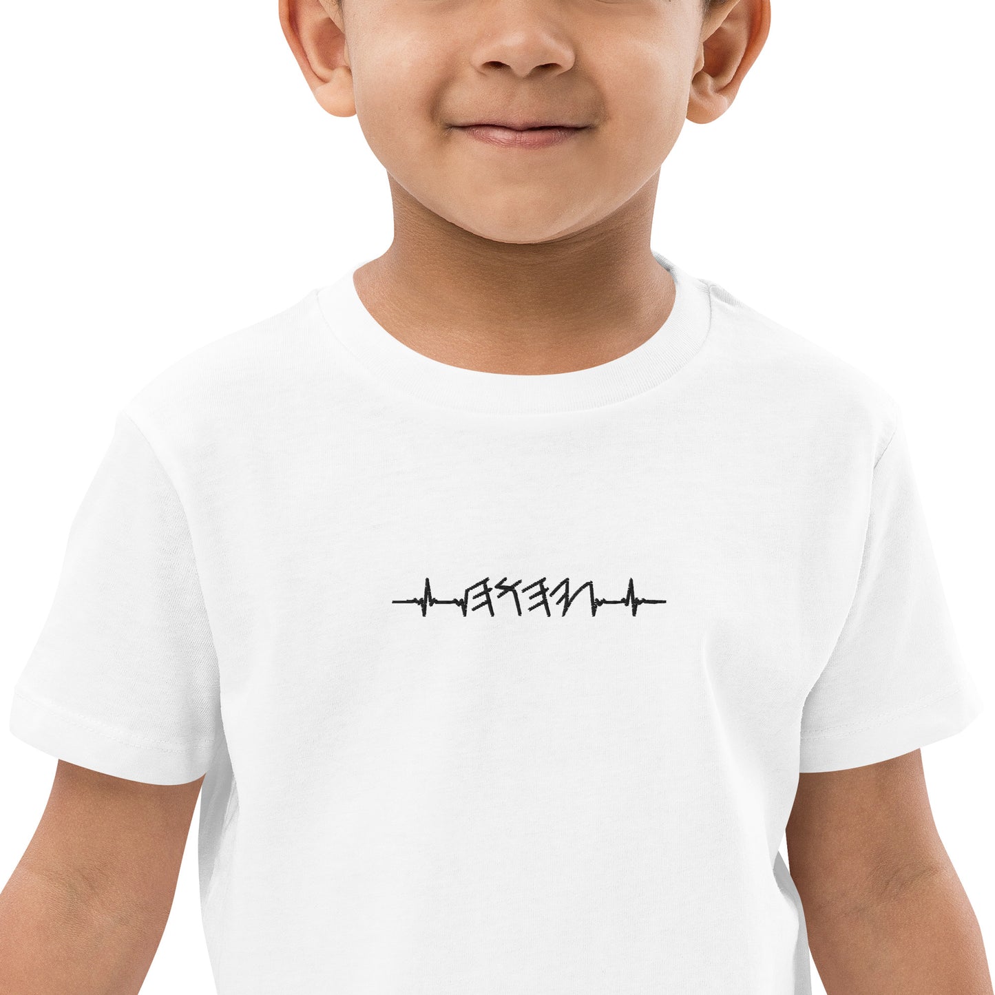 Rhythm of the Heart | Organic Cotton Kids T-Shirt | Black Embroidery