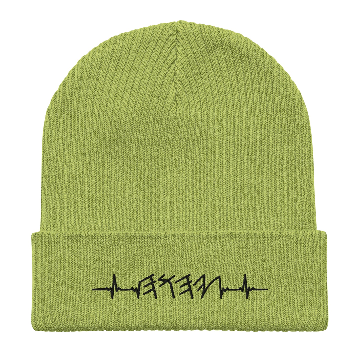 Organic Cotton Ribbed Beanie | Rhythm of the Heart YHWH | Black Embroidery