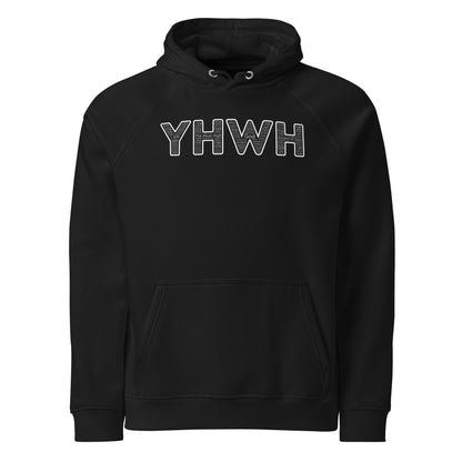 YHWH Names And Titles | Unisex Eco Raglan Hoodie | White Print | Organic*