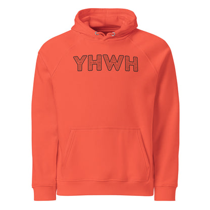 YHWH Names And Titles | Unisex Eco Raglan Hoodie | Black Print | Organic*