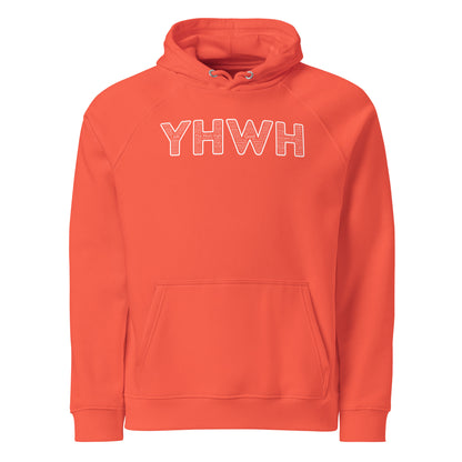 YHWH Names And Titles | Unisex Eco Raglan Hoodie | White Print | Organic*