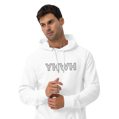 YHWH Names And Titles | Unisex Eco Raglan Hoodie | Black Print | Organic*