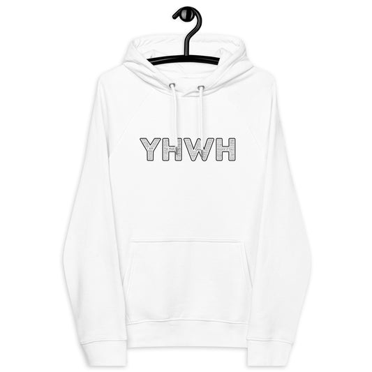 YHWH Names And Titles | Unisex Eco Raglan Hoodie | Black Print | Organic*