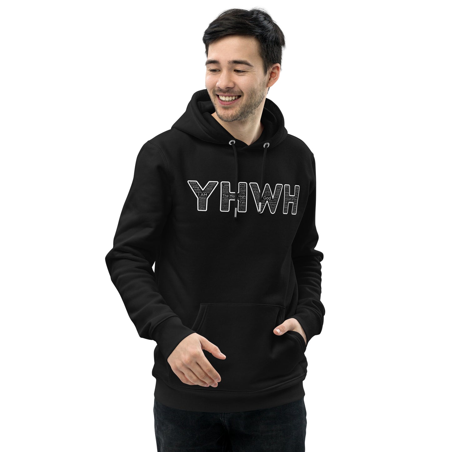 YHWH Names and Titles | Unisex Eco Hoodie | *Organic | White Print