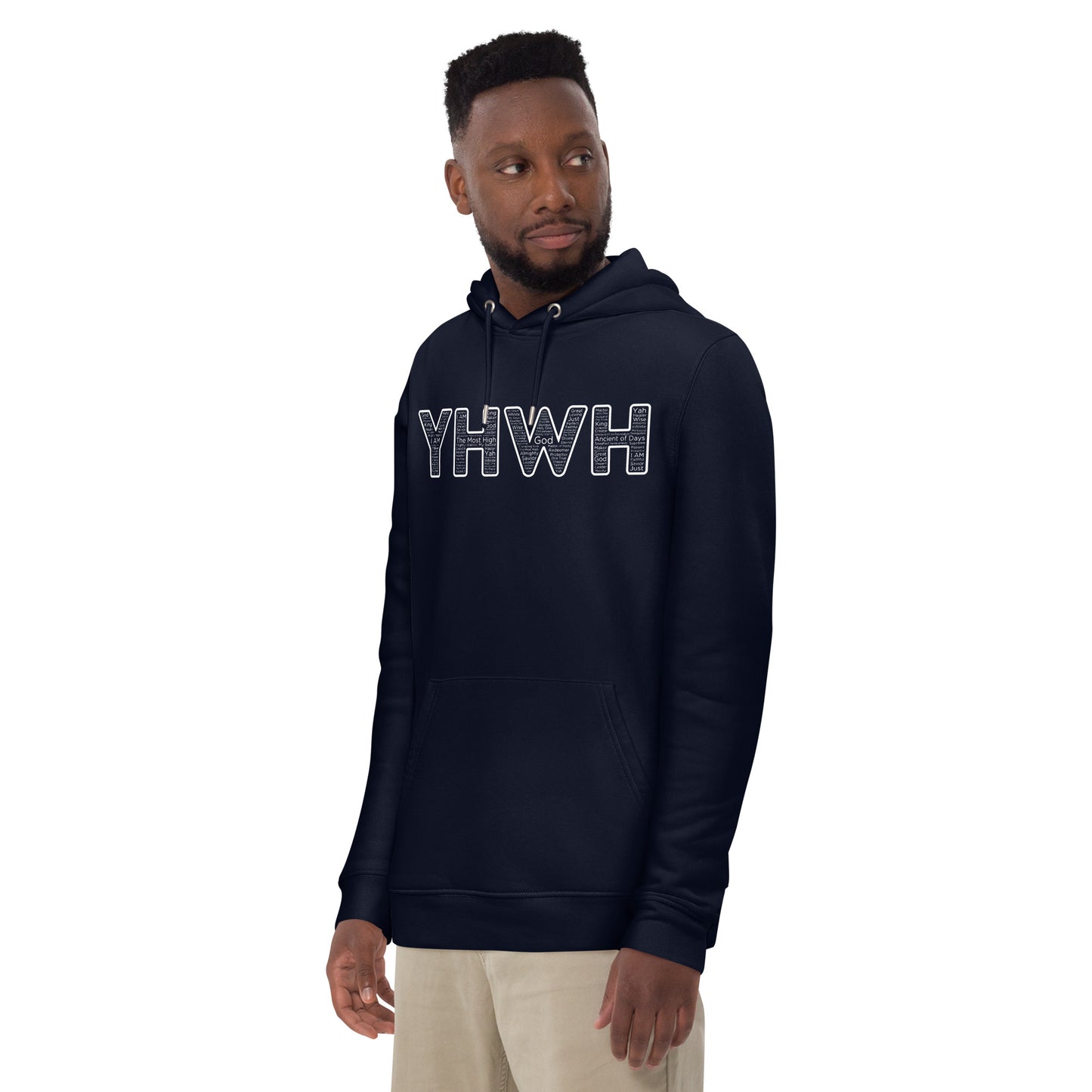 YHWH Names and Titles | Unisex Eco Hoodie | *Organic | White Print