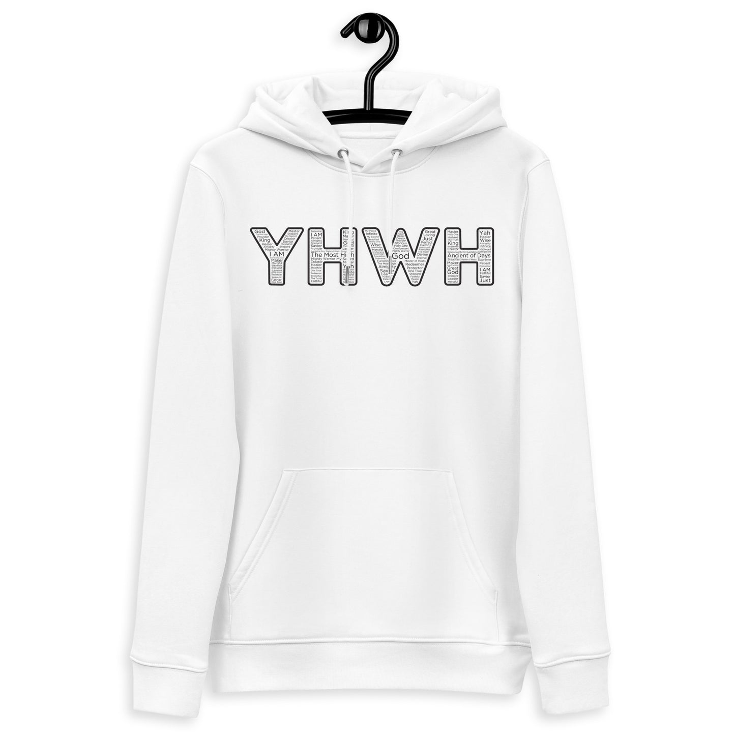 YHWH Names and Titles | Unisex Eco Hoodie | *Organic | Black Print