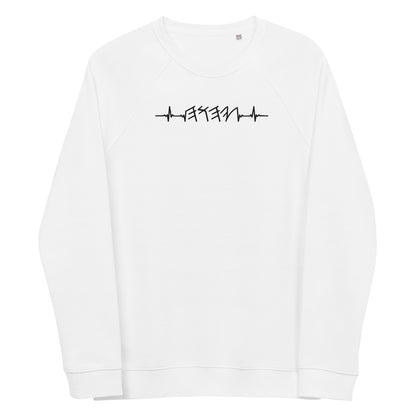 Unisex Organic* Raglan Crewneck Sweatshirt | Rhythm of the Heart YHWH | Black Embroidery