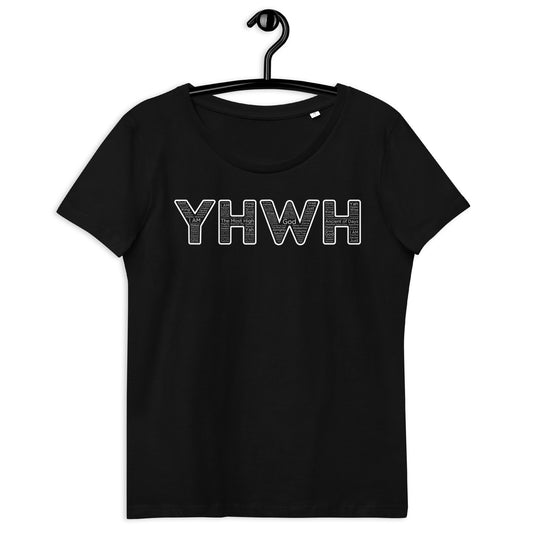 YHWH Names And Titles | Women's Fitted Eco Tee | White Print